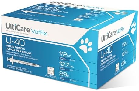 UltiCare VetRx U-40 Pet Insulin Syringes, 1/2cc, 29G x 1/2", 100 Ct, HU