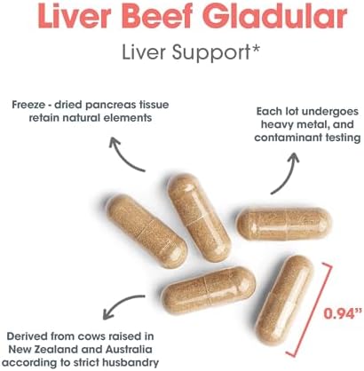 Allergy Research Group ARG Liver Beef Natural Glandular - 1000 mg Bovine Liver - Supports Liver Function - Hypoallergenic Formula - 62 Servings