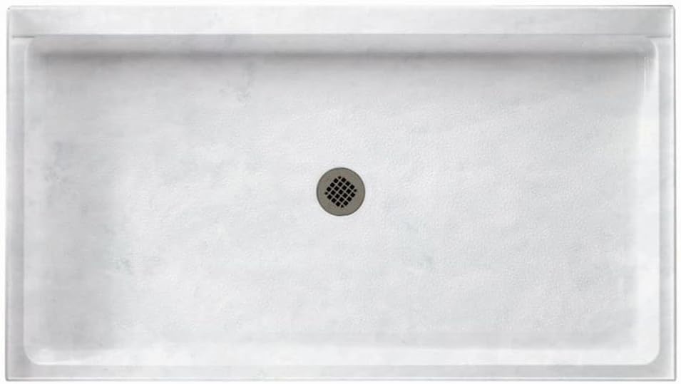 Swan SF03454MD.130 54-in L x 34-in W x 5.5-in H Solid Surface Shower Base, Ice
