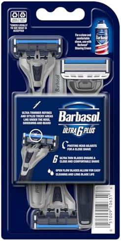 Barbasol Ultra 6 Plus Disposable Razor Value Pack (1 Pack/3 Total Razors) | Premium 6-Blade Disposable Razors, Close Shave technology
