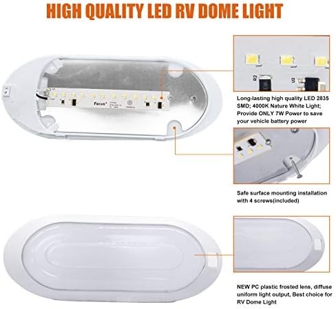 Facon 12V LED Bright RV Pancake Light Surface Mount - 2 Pack, DDS01-008, 12Volt Interior Light with Switch, for RV Motorhomes Camper Caravan Trailer Boat, 3400K
