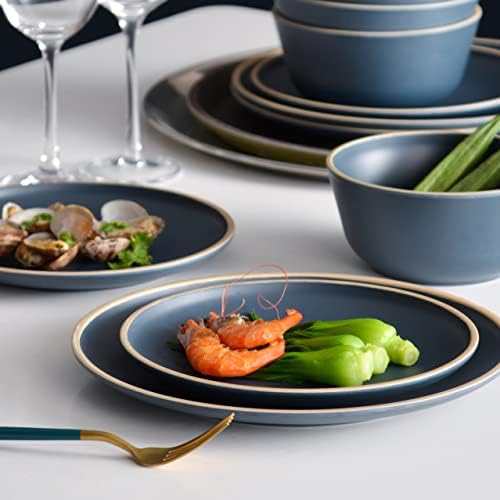 Melamine Dinnerware Sets, Plates and Bowls Sets 12 Pcs, Melamine Plates, Dish Set for 4, Unbreakable Dinnerware Set for Party, BPA Free