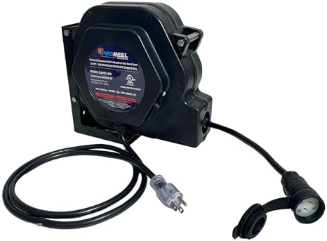NEMA 3R Weatherproof Indoor/Outdoor 20 Ft Extension Cord Reel Alert Stamping Pro Reel 5320T-SW