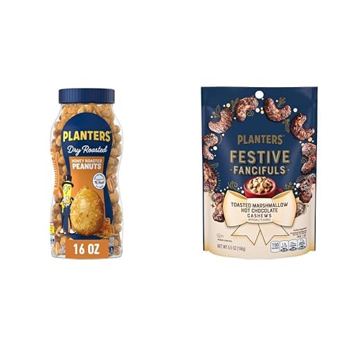 PLANTERS Honey Roasted Peanuts, Plant Based Protein Snacks, 16 Oz (1 Ct) | Roasted Sweet & Salty Nuts. Kosher. Resealable Jar. Snacks for Adults. Party Mix, Party Snacks