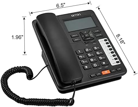 Ornin 2-Line Corded Telephone Systems for Small Business and House, Desk Phone Only (Black)