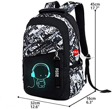 Asge Large Nylon Backpacks for Boys & Girls, Waterproof Satchel with Print, School Bags for 8-16 Years