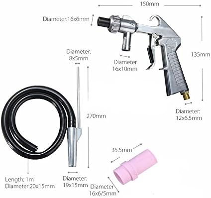 Jewboer Sandblaster Sand Blaster Gun Kit for Abrasive Media Blaster Sandblasting Cabinet with Hose Nozzles Tip
