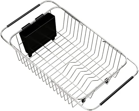 TESOT Adjustable Over Sink Dish Rack Stainless Steel Dish Drying Rack On Counter or in Sink, Rustproof
