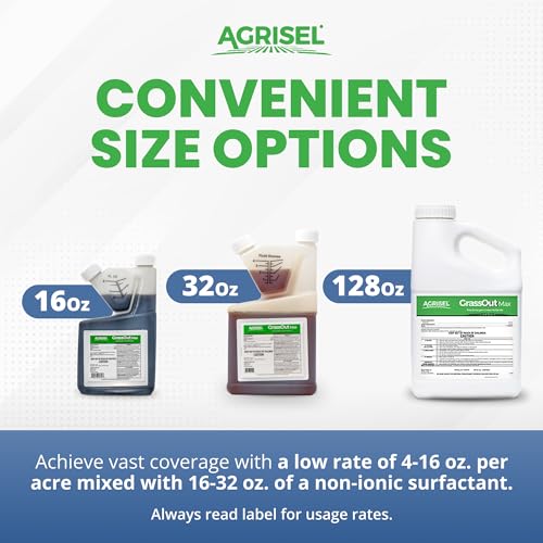 Agrisel GrassOut Max Weed Killer, Pet Safe, 32 Ounces | Targets 50+ Grassy Weeds Without Harming Desired Plants, Large Area Treatment, Easy Application
