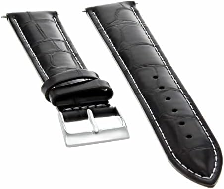 Ewatchparts 22mm Dark Brown Leather Replacement Watch Strap White Stitching Silver Buckle Compatible With Invicta Diver