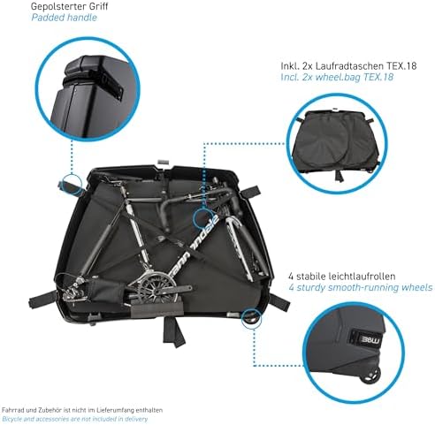 B&W International Bike Box 2.0 Hard Shell Case - Removable Lid for Easy Packing - ABS Shell and Aluminum Frame - Road, Triathlon