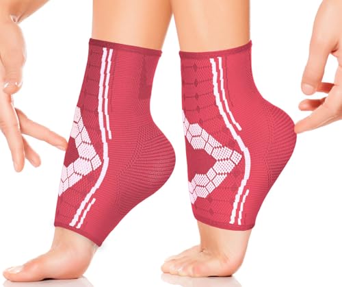 Sparthos Ankle Brace for Women & Men, Foot Compression Sleeve - Black-M | Plantar Fasciitis Socks, Arch Support, Ankle Wrap for Sprained Ankle, Achilles Tendonitis, Heel Pain & Swelling Relief, Pair