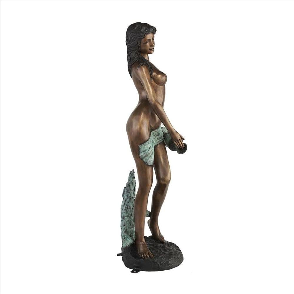 Design Toscano Dione the Divine Greek Water Woman Indoor/Outdoor Garden Statue, Medium, 22 inches tall, Cast Stone Resin, Antique Stone Finish