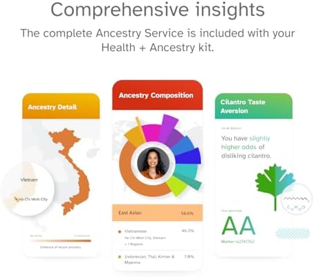 23andMe Health + Ancestry Service: DNA Test Kit, FDA-Authorized Reports, Genetic Test, Health Predispositions, Carrier Status