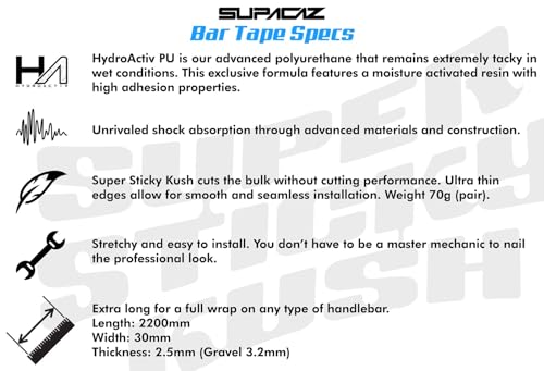 Supacaz Super Sticky Kush Black Bar Tape - Cycling Road Bike Handlebar Grip Tape Wrap