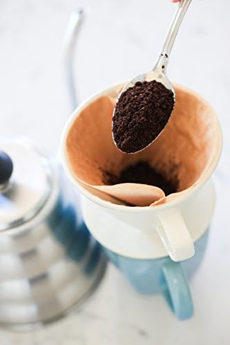 Simply Charmed Ceramic Pour Over Coffee Maker with 40 Count Melitta Filters - Elegant Single Serve Coffee Dripper for Rich Brewed Pour Over Coffee - Base Measures 4", Height 3" - Brews 8-16 oz