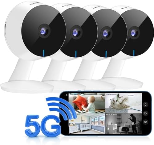LaView Security Cameras 4pcs, Home Security Camera Indoor 1080P, Wi-Fi Cameras Wired for Pet, Motion Detection, Two-Way Audio, Night Vision, Phone App