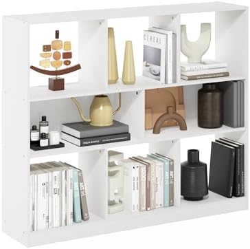 Furinno LUDER Book Shelf, 6-Tier Tall Modern Bookshelf, Bookcase with Open Shelves, 9.3 x 12 x 71, for Living Room, Bedroom, Home Office, White