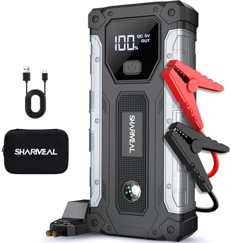 Sharmeal Car Battery Jump Starter 7000A, Jump Starter Battery Pack for All Gas and 12.0L Diesel, 12V Portable Jump Box with LED Light