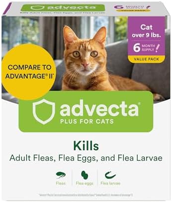Advecta Plus Cat Flea Treatment 5-9 lbs, Imidacloprid, 4-Month | Ideal for Small Cats 5-9 lbs; Kills Adult Fleas in 12 hrs; 4-month supply; Breaks Flea Life Cycle