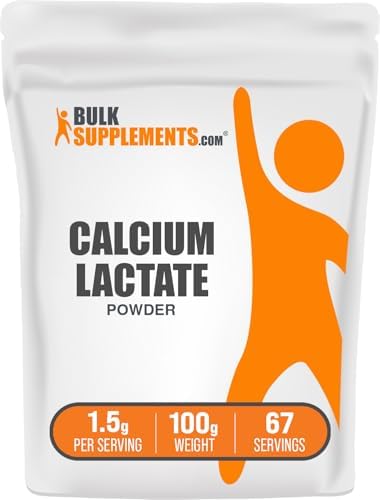 BulkSupplements.com Calcium Lactate Powder - Calcium Supplement Powder, Food Grade - Pure & Gluten Free, 1.5g per Serving, 500g (1.1 lbs) (Pack of 1)