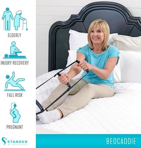 Stander BedCaddie, Pull-Up Assist Bed-Ladder with Non-Slip Handles for Adults, Seniors, and Elderly, Adjustable Length Bed-Lift