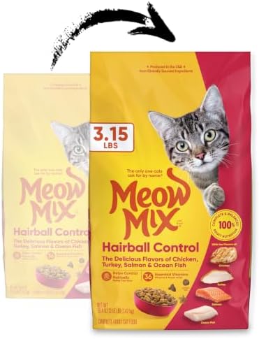 Meow Mix Hairball Control Dry Cat Food, 6.3 Pound Bag