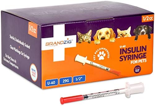 Brandzig U-40 Pet Insulin Syringes 29G 1/2cc, 1/2" 100-Pack