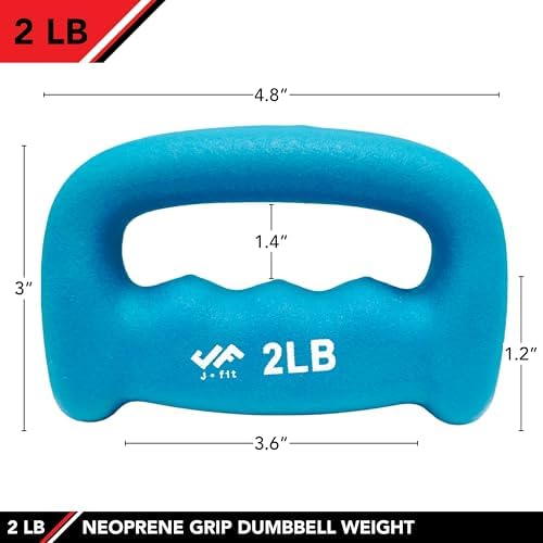 JFIT Neoprene D Grip Dumbbells - Single Weights 1LB-5LB - Premium Non-Slip, Hand Weights, Ergonomic Design