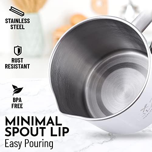 Zulay Bacon Grease Container With Strainer, Lid & Handle -Large, 1L Stainless Steel - Perfect For Kitchen, Storing Ghee, Fats & Frying/Cooking Oils