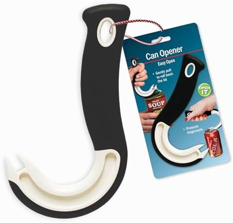 Jokari Ring Pull Can Opener for Soda and Food Cans Arthritis Aid with Non Slip Grip for Seniors Kids and Nail Protection Manual Pull Tab Tool for Easy Open Cans Black Dishwasher Safe | Non Slip Grip, Seniors Kids, Nail Protection Manual Pull Tab Tool, Ea…