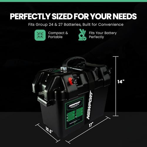 Newport Trolling Motor Smart Battery Box Power Center with USB and DC Ports, Medium