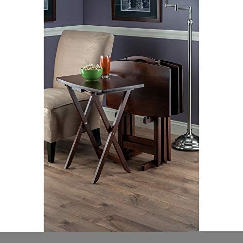 Winsome Darryl Set of 4 Oversized Foldable Tables, Walnut, 26" | Easy to Store Portable Fold Up Table Set for Kitchen, Living Room TV Dining, Crafts, Puzzles, Work From Home