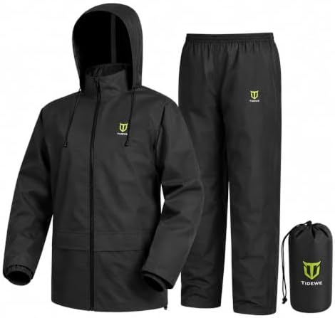TIDEWE Rain Suit for Men, Waterproof Lightweight 2-Piece Rain Gear