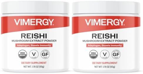 Vimergy Reishi Powder – Superfood Cellular Support* – Benefits Immune Health* – USDA Certified Organic, Vegan, Paleo-Friendly, Gluten-Free – 33 Servings | Superfood Cellular Support*, Adaptogen*, Boosts Immunity*, Vegan, Alcohol & Gluten-Free Supplement