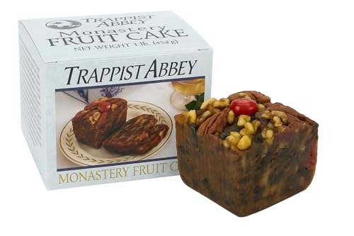 Trappist Abbey Monastery Fruitcake with Candied Fruits & Nuts- Traditional Fruit Cake Soaked in 120 Proof Brandy (1 lb) | Traditional Soaked in 120