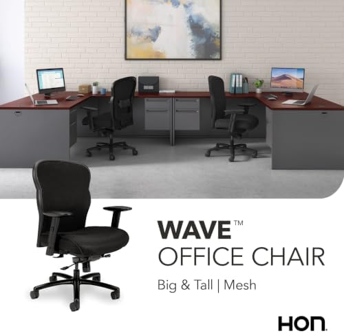 HON Wave Ergonomic Office Chair, Lumbar Support, Desk Chair, Black | High back ergonomic office desk chair with lumbar support, adjustable arms, office decor, advanced tilt for comfort