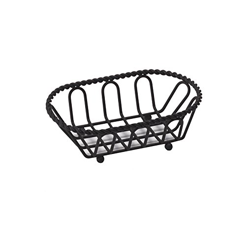 G.E.T. 4-33453 Black Oblong Braided Rim Metal Wire Basket Iron Powder Coated Wire Baskets Collection, Oval shape | Dishwasher safe, Braided design