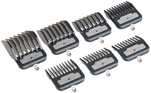 Andis Master Series Clipper Guard Comb Set, Fits ML, MLC, LCL & US-1 | 7-count metal-clip attachment combs, sizes 1/16in to 1in, easy to clean