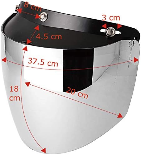 3-Snap Flip Shield Visor for Motorcycle Helmets (Clear)