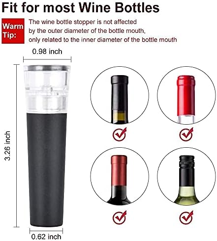 6 Pack Vacuum Wine Stopper, Reusable Silicone Caps, Air Remover Corks, Leakproof Wine Bottle Sealer for Wedding & Birthday Party