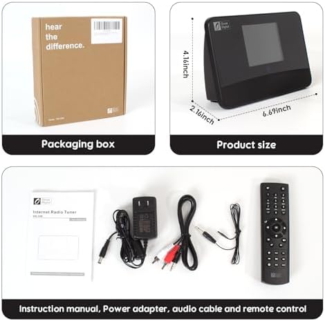 Ocean Digital WR-03M Internet Radio Receiver (No Built-in Speaker) with Bluetooth, FM, Wi-Fi, LAN, Optical & Line Out, UPnP/DLNA Streaming