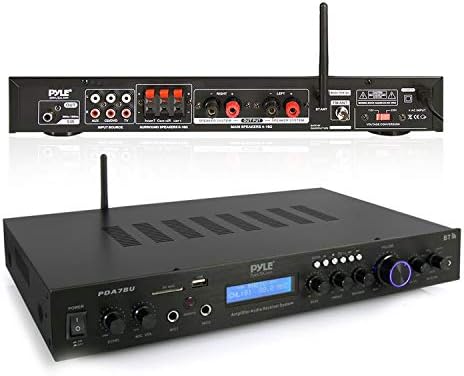 Pyle Bluetooth Home Theater Amplifier - 200 Watts into 5 Channels with Subwoofer Out, Easy Karaoke - Dual Mic, Wireless Streaming
