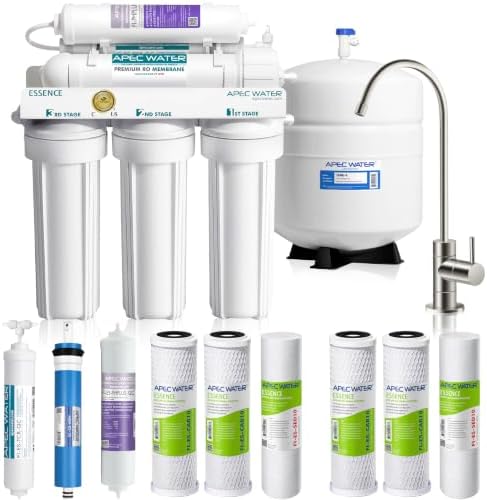 APEC Water ROES-50, 5-Stage Under Sink Reverse Osmosis System, 50 GPD | NSF Certified 372 & 58, Reduces 99% of Impurities, DIY Installation