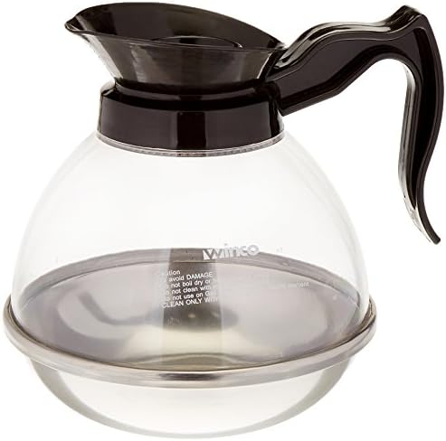 Winco Plastic Coffee Decanter, Stainless Steel, 64-Ounce, Medium | Dishwasher safe, BPA-free, Stainless steel base, Catering service, Great for Water