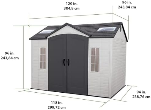 Lifetime 60005 Outdoor Storage Shed with Windows, Skylights and Shelving, 10 x 8 Feet
