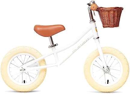 ACEGER 12" Kids Balance Bike with Basket, No Pedal Toddler Bicycle for Early Learning Leg Strength and Steady Balancing