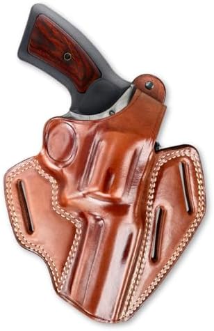 Premium Leather Three Slot OWB Pancake Holster with Thumb Break Fits, GP-100 357 Magnum 4.20" Barrel (Please Choose Your Hand Draw) Brown Color