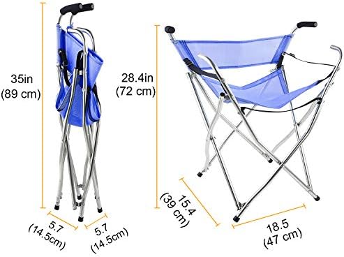 Freshore® Walking Stick Folding Cane Seat for Women/Men with Heavy Duty - Walker Chair Bench Camping Travel Stool 2 Handle with 4 Legs (for Standard Figure)