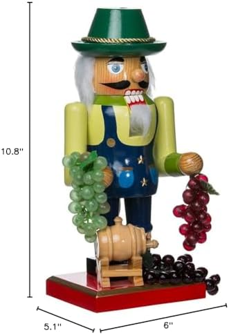 Kurt Adler Wooden Winemaker Nutcracker, 10.25-Inch